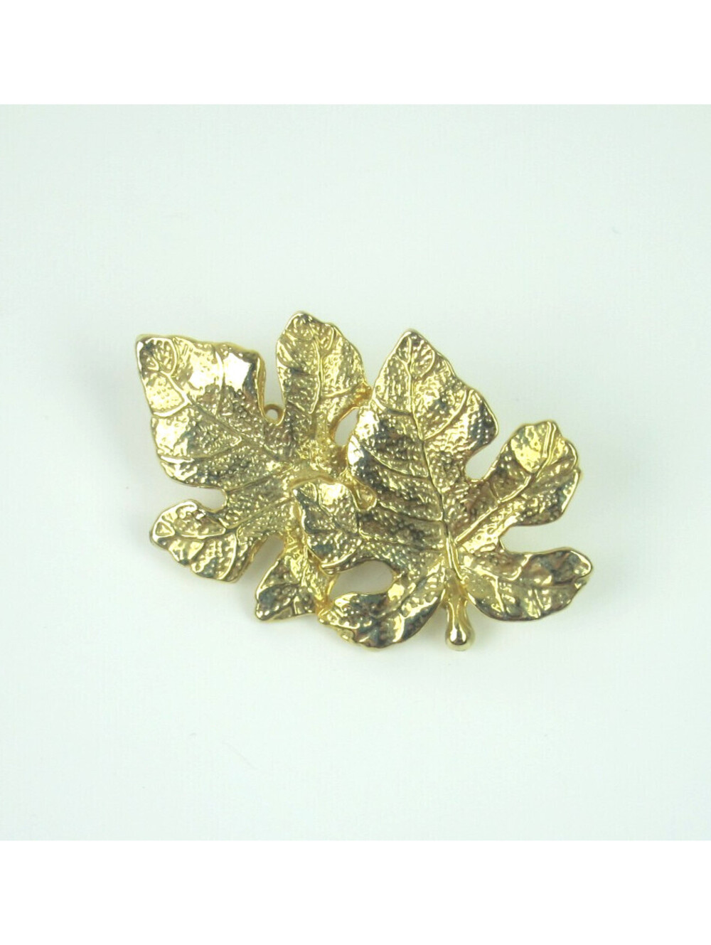 Vintage Leaves Pin Brooch Gold Tone 1.5" Autumn Fall Fashion Jewelry Hat Scarf